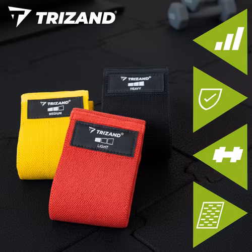 Träningsband i Tyg 3-pack 8–31 kg – Anti-slip med Träningsprogram QR (TRIZAND)