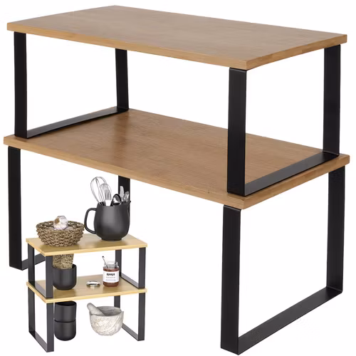 Bambu kryddhylla 2-pack – stapelbar köksförvaring i naturdesign