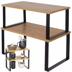 Bambu kryddhylla 2-pack – stapelbar köksförvaring i naturdesign