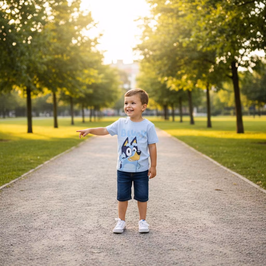 Bluey Smile T-shirt Barn Blå – 98–116 cm