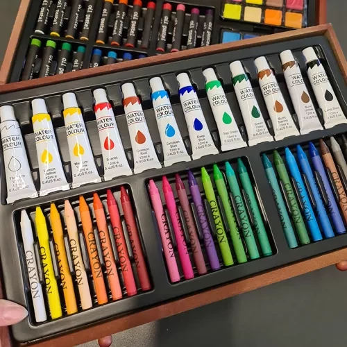 Målarset 130 delar i Träväska – Konstset Barn & Vuxna