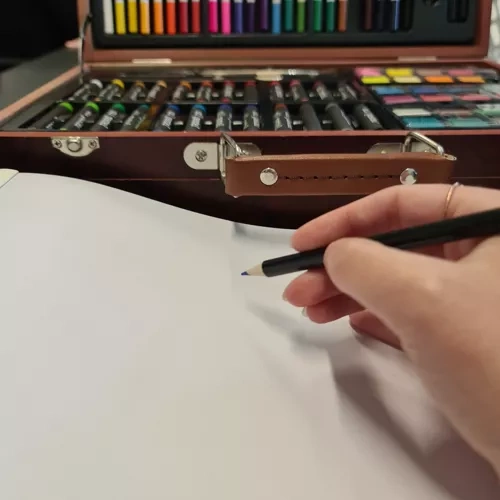 Målarset 130 delar i Träväska – Konstset Barn & Vuxna