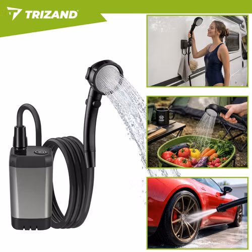 Portabel campingdusch 6000mAh – Trizand USB dusch för camping & resa