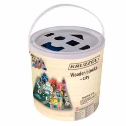 Träklossar stad 100 delar – byggset med pussel & sorter för barn