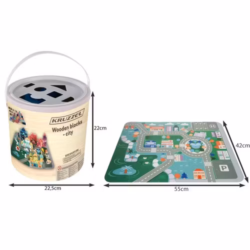 Träklossar stad 100 delar – byggset med pussel & sorter för barn