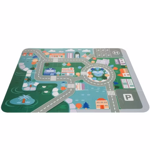 Träklossar stad 100 delar – byggset med pussel & sorter för barn