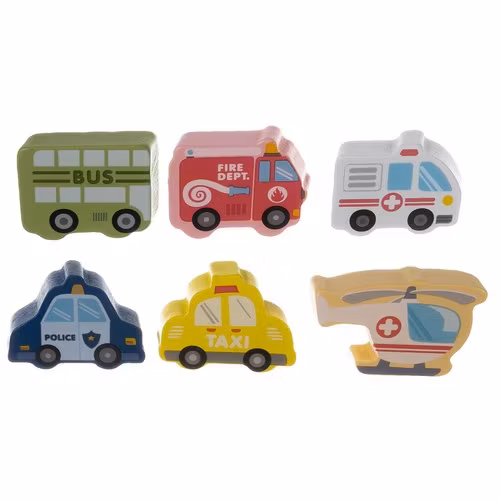 Träklossar stad 100 delar – byggset med pussel & sorter för barn