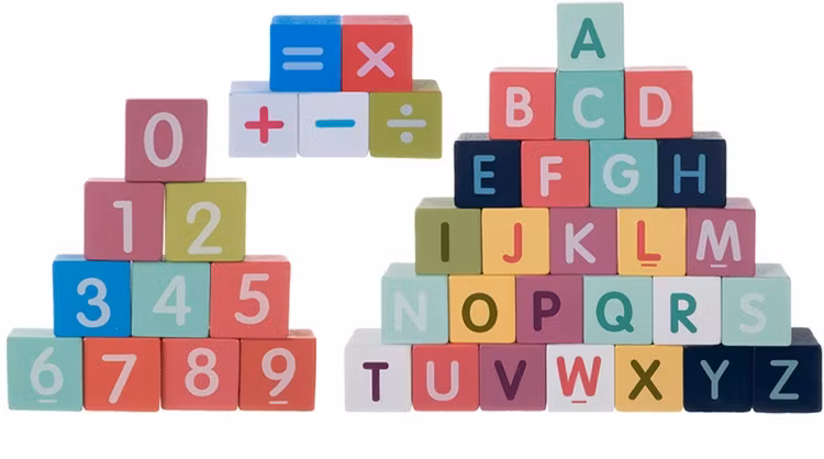 Träklossar stad 100 delar – byggset med pussel & sorter för barn