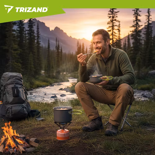 Campingkök set 1,2L – Trizand hopfällbara kokkärl för vandring