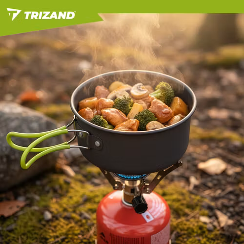 Campingkök set 1,2L – Trizand hopfällbara kokkärl för vandring