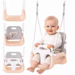 Children's seat swing 3-in-1 Kruzzel - beige/grey swing up to 30 kg