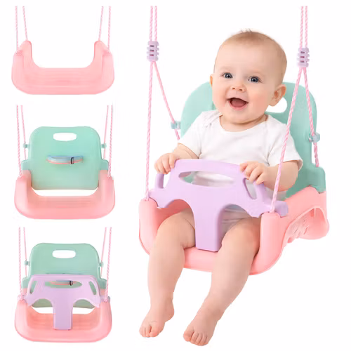 Barnsitsgunga 3-i-1 Kruzzel – rosa/turkos gunga upp till 30 kg