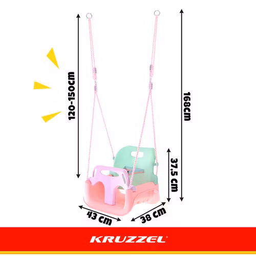 Barnsitsgunga 3-i-1 Kruzzel – rosa/turkos gunga upp till 30 kg