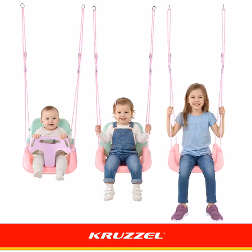 Barnsitsgunga 3-i-1 Kruzzel – rosa/turkos gunga upp till 30 kg