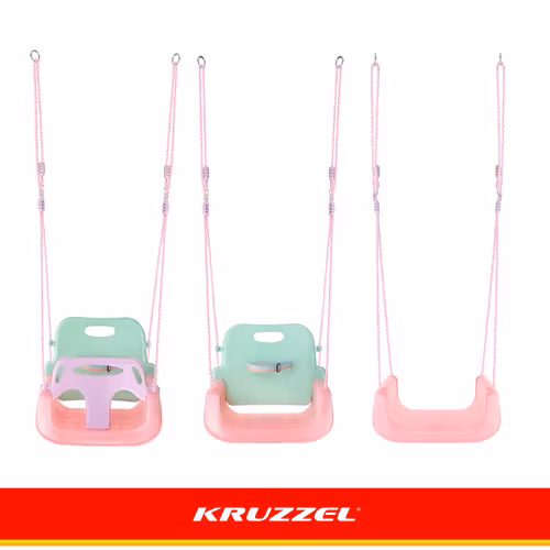 Barnsitsgunga 3-i-1 Kruzzel – rosa/turkos gunga upp till 30 kg