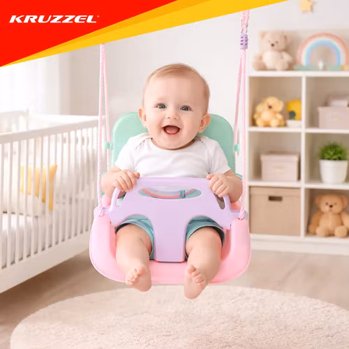 Barnsitsgunga 3-i-1 Kruzzel – rosa/turkos gunga upp till 30 kg