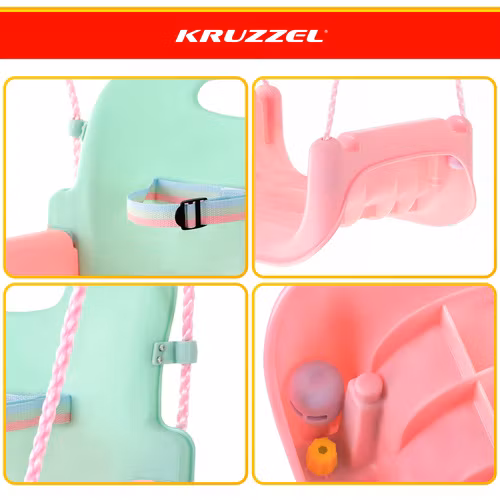 Barnsitsgunga 3-i-1 Kruzzel – rosa/turkos gunga upp till 30 kg
