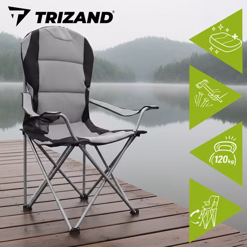 Fiskestol hopfällbar 120 kg – Trizand campingstol med armstöd