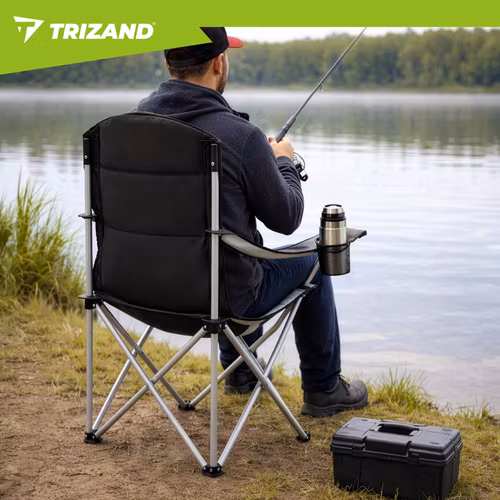 Fiskestol hopfällbar 120 kg – Trizand campingstol med armstöd