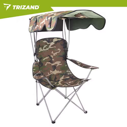 Fiskestol camo med tak & myggnät – Trizand hopfällbar 100 kg
