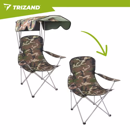 Fiskestol camo med tak & myggnät – Trizand hopfällbar 100 kg