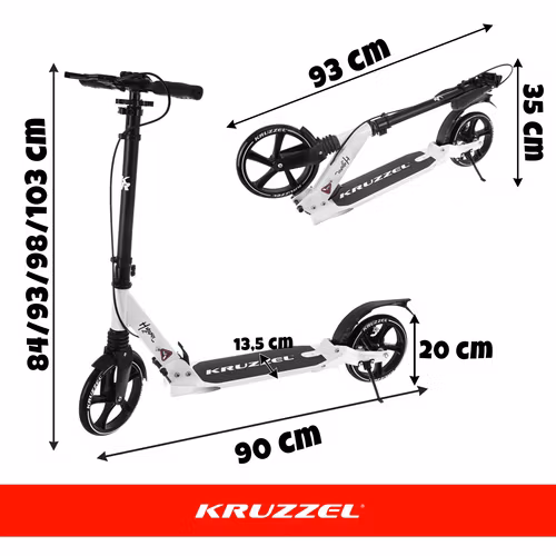 Sparkcykel vuxen & barn 100 kg – Kruzzel 200 mm hopfällbar