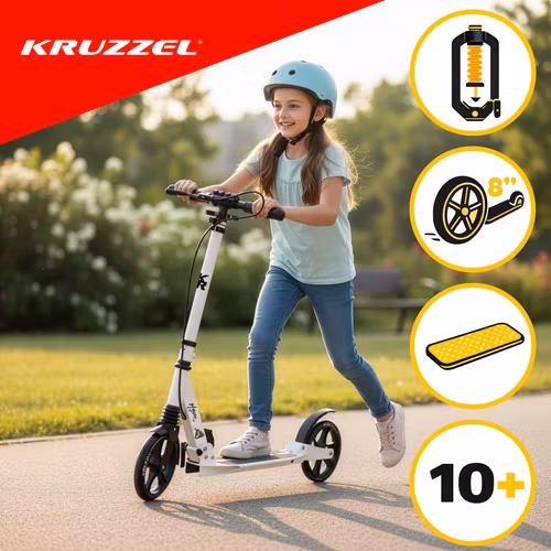 Sparkcykel vuxen & barn 100 kg – Kruzzel 200 mm hopfällbar