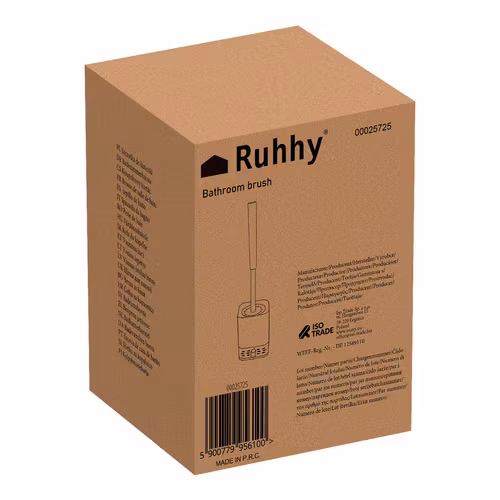 Toalettborste med hållare svart | Hygienisk & väggmonterbar RUHHY