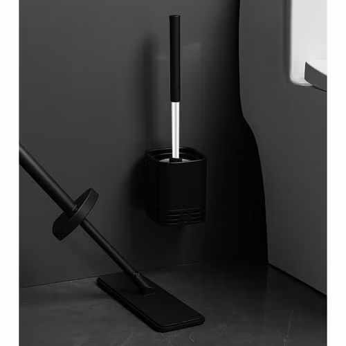 Toalettborste med hållare svart | Hygienisk & väggmonterbar RUHHY