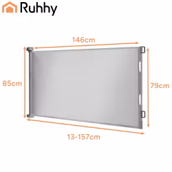 Säkerhetsgrind 157 cm utdragbar | Trappgrind utan tröskel RUHHY