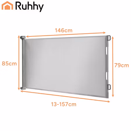 Sikkerhetsgrind 157 cm uttrekkbar | Trappegrind uten terskel RUHHY
