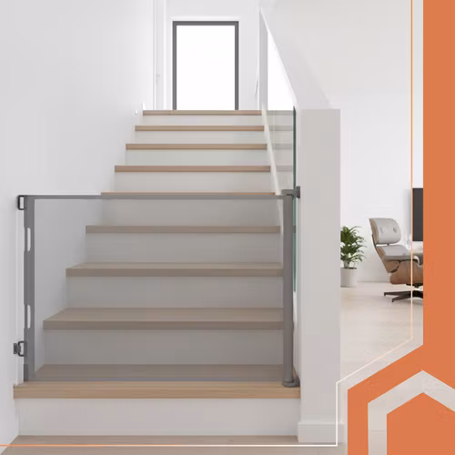 Säkerhetsgrind 157 cm utdragbar | Trappgrind utan tröskel RUHHY