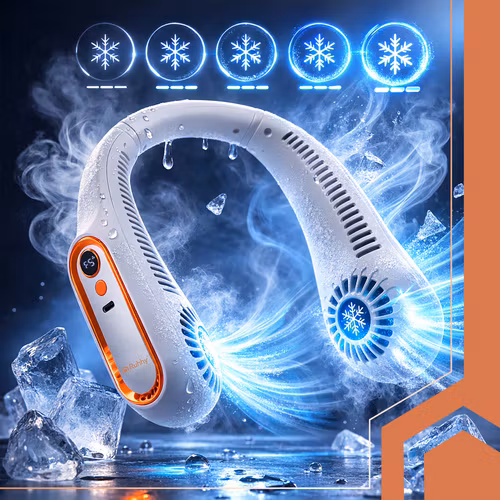 Nackfläkt USB-C trådlös | Portabel kylfläkt med LED RUHHY