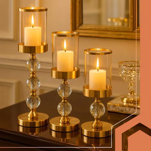 Ljusstakar i glas – 3-pack glamorös design | RUHHY