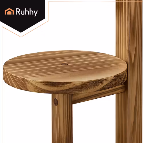 Blomsterställ i Trä 6 Hyllor – Stående Växtställ för 7 Krukor, Naturligt Trä