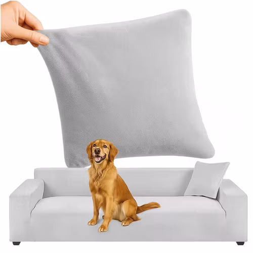 Hörnsofföverdrag Ljusgrå Velour – Elastiskt & Hållbart (190-230 cm)