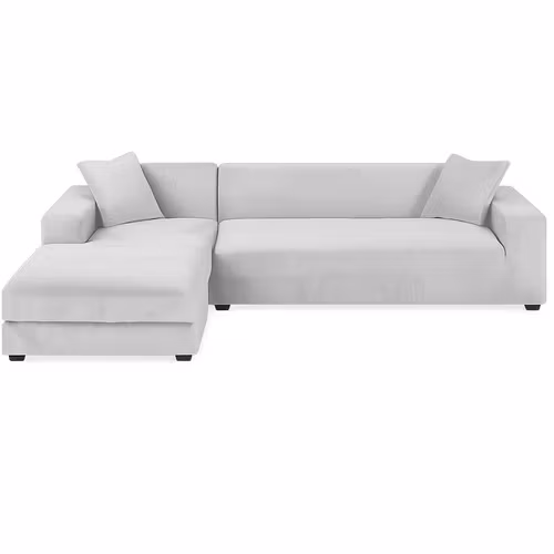 Hörnsofföverdrag Ljusgrå Velour – Elastiskt & Hållbart (190-230 cm)