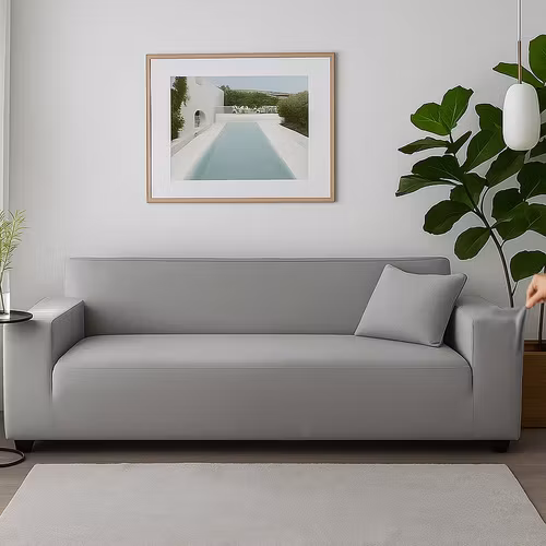 Hörnsofföverdrag Ljusgrå Velour – Elastiskt & Hållbart (190-230 cm)