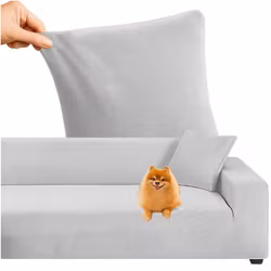 Hörnsofföverdrag Ljusgrå Velour – Elastiskt & Hållbart (145-185 cm)