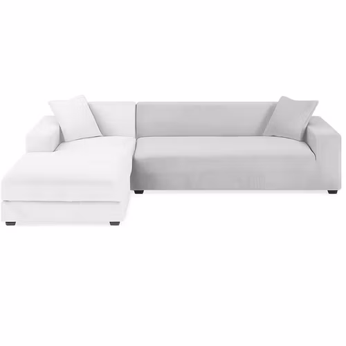 Hörnsofföverdrag Ljusgrå Velour – Elastiskt & Hållbart (145-185 cm)