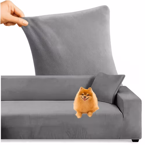 Hörnsofföverdrag Mörkgrå Velour – Elastiskt & Hållbart (145-185 cm)