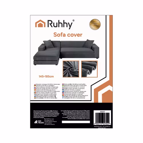 Hörnsofföverdrag Mörkgrå Velour – Elastiskt & Hållbart (145-185 cm)