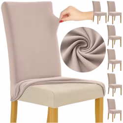 Stolsöverdrag Set om 6 – Beige Elastiska & Mjuka (65x40x35 cm)