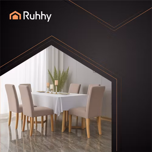 Stolsöverdrag Set om 6 – Beige Elastiska & Mjuka (65x40x35 cm)