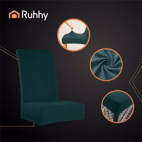 Stolsöverdrag Set om 6 – Flaskgrön Elastiska & Mjuka (65x40x35 cm)