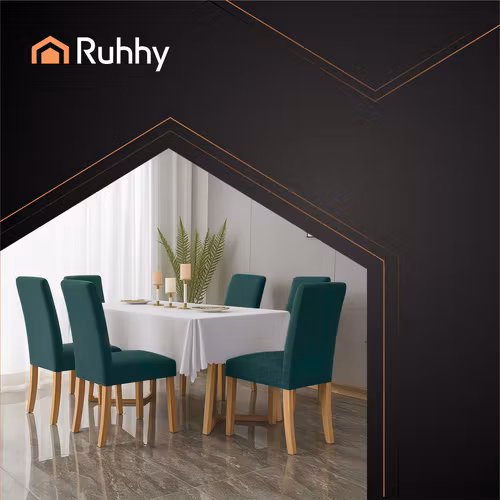 Stolsöverdrag Set om 6 – Flaskgrön Elastiska & Mjuka (65x40x35 cm)