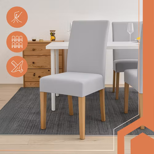 Stolsöverdrag Set om 6 – Ljusgrå Elastiska & Mjuka (65x40x35 cm)