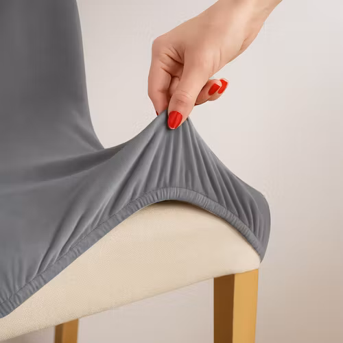 Stolsöverdrag Set om 6 – Mörkgrå Elastiska & Mjuka (65x40x35 cm)