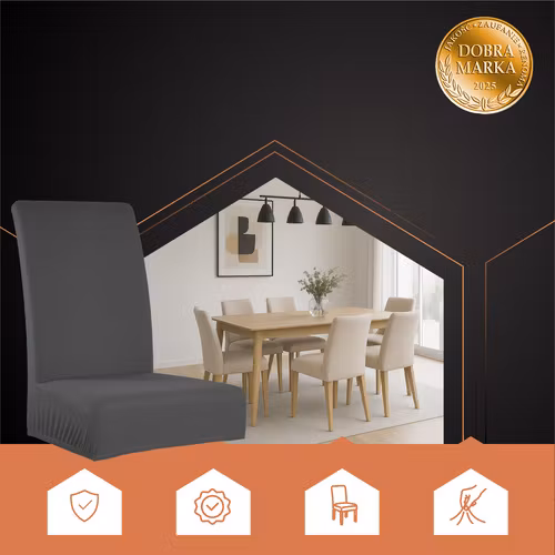 Stolsöverdrag Set om 6 – Mörkgrå Elastiska & Mjuka (65x40x35 cm)