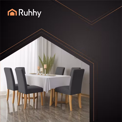 Stolsöverdrag Set om 6 – Mörkgrå Elastiska & Mjuka (65x40x35 cm)